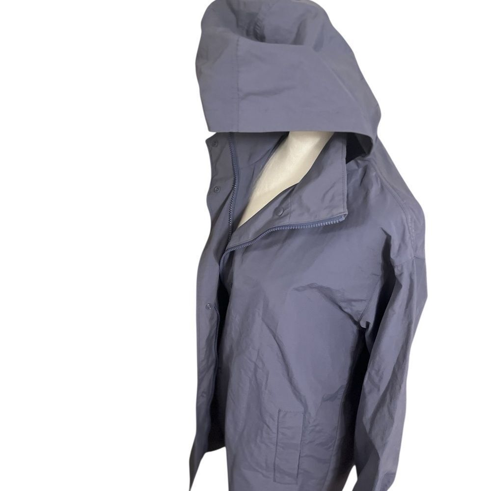 Eileen Fisher Stand Collar Hidden Hood Organic Cotton Blend Coat In Twilight Xs - Picture 4 of 14